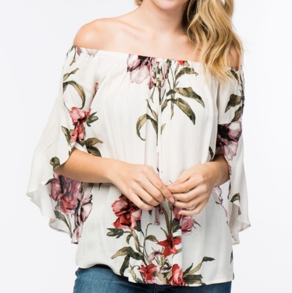 Timing Tops - NWT floral off the shoulder top